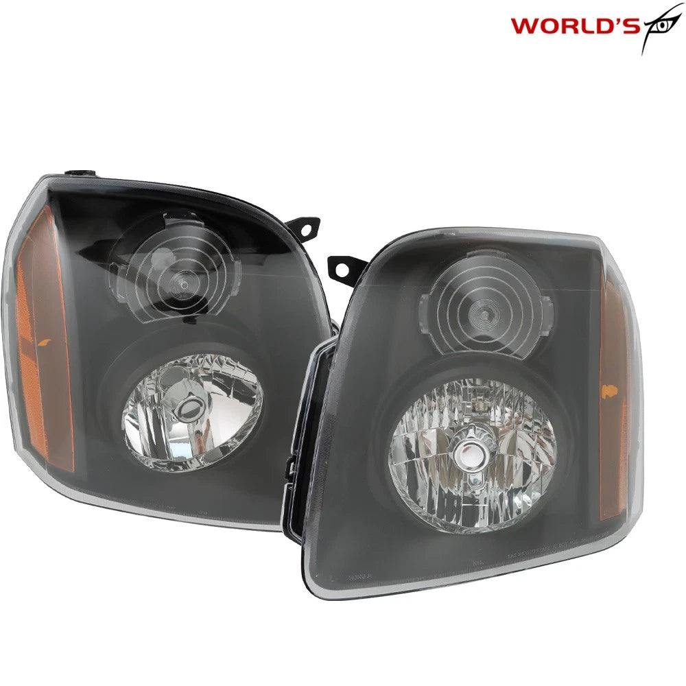 Black Trim Headlights Set for GMC Yukon Denali (2007–2014) Left + Right