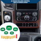 Set of 5 AC Gear Shift Headlight Media Knob Covers for Dodge RAM (2013–2017) Green