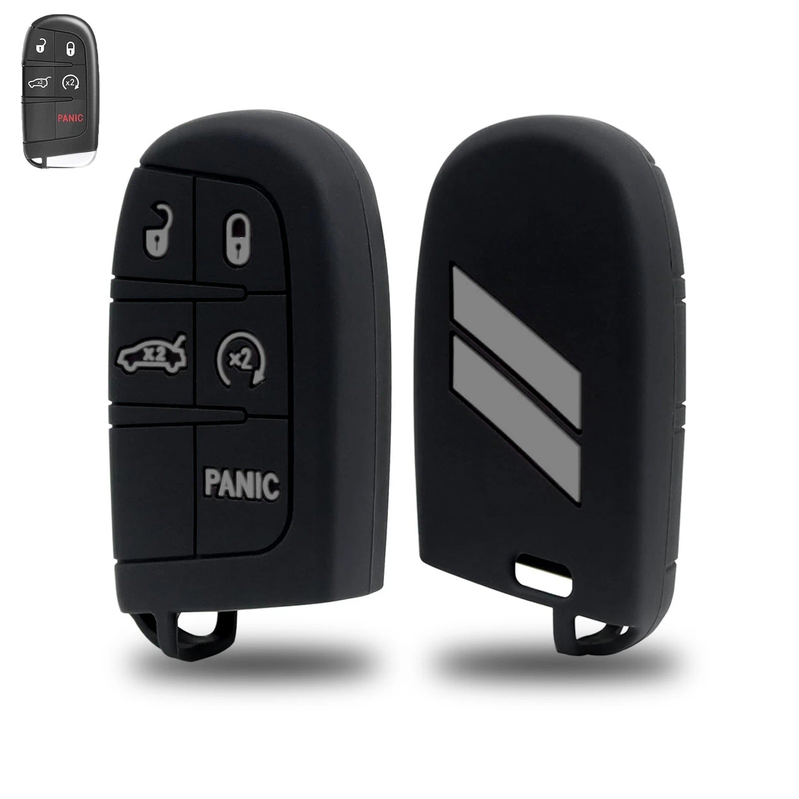 Silicone Smart Key Fob Shell Cover for Jeep Chrysler Dodge (2014–Up)