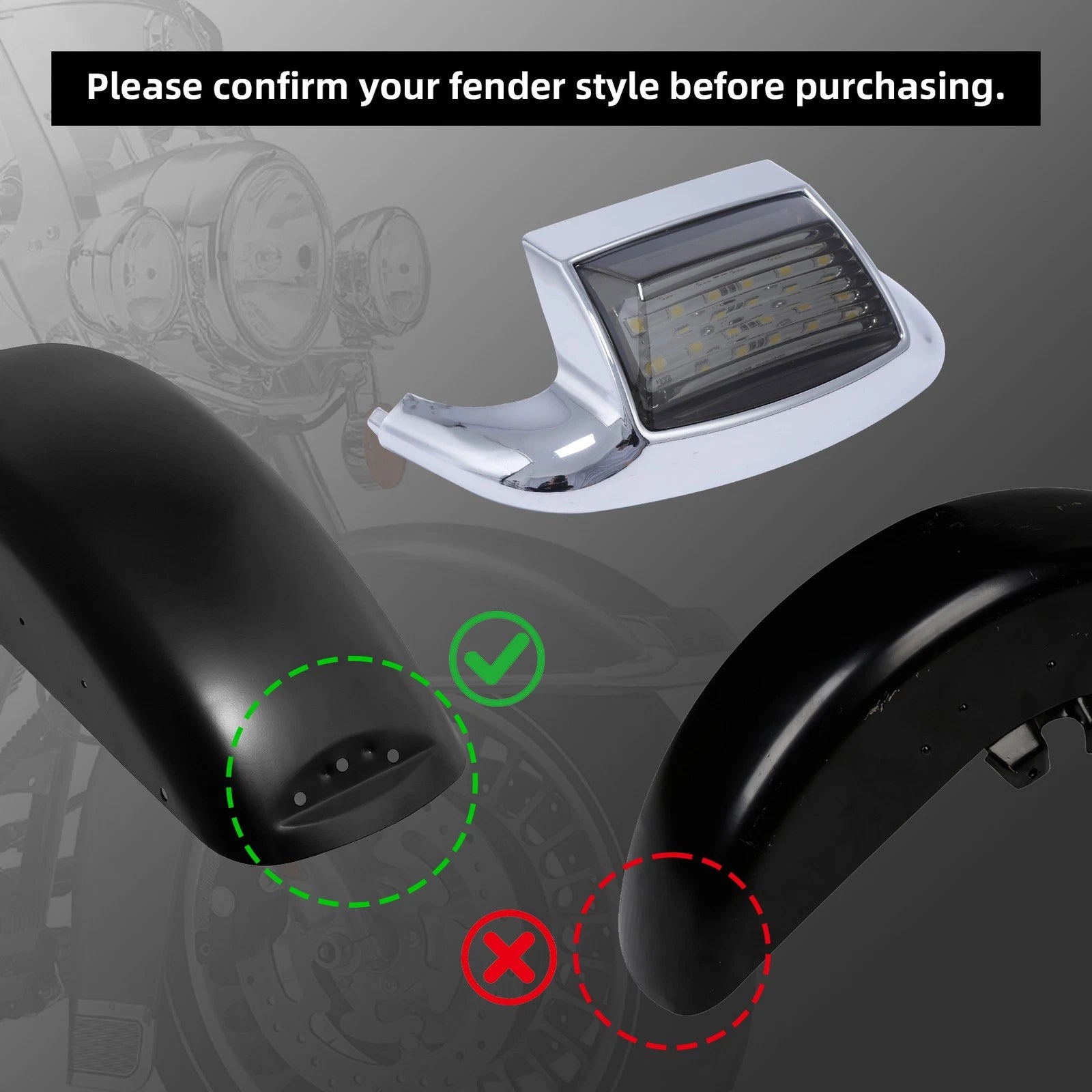 ABS Chrome Smoke Front Fender Tip Light for Harley Electra Glide (2014–2023)