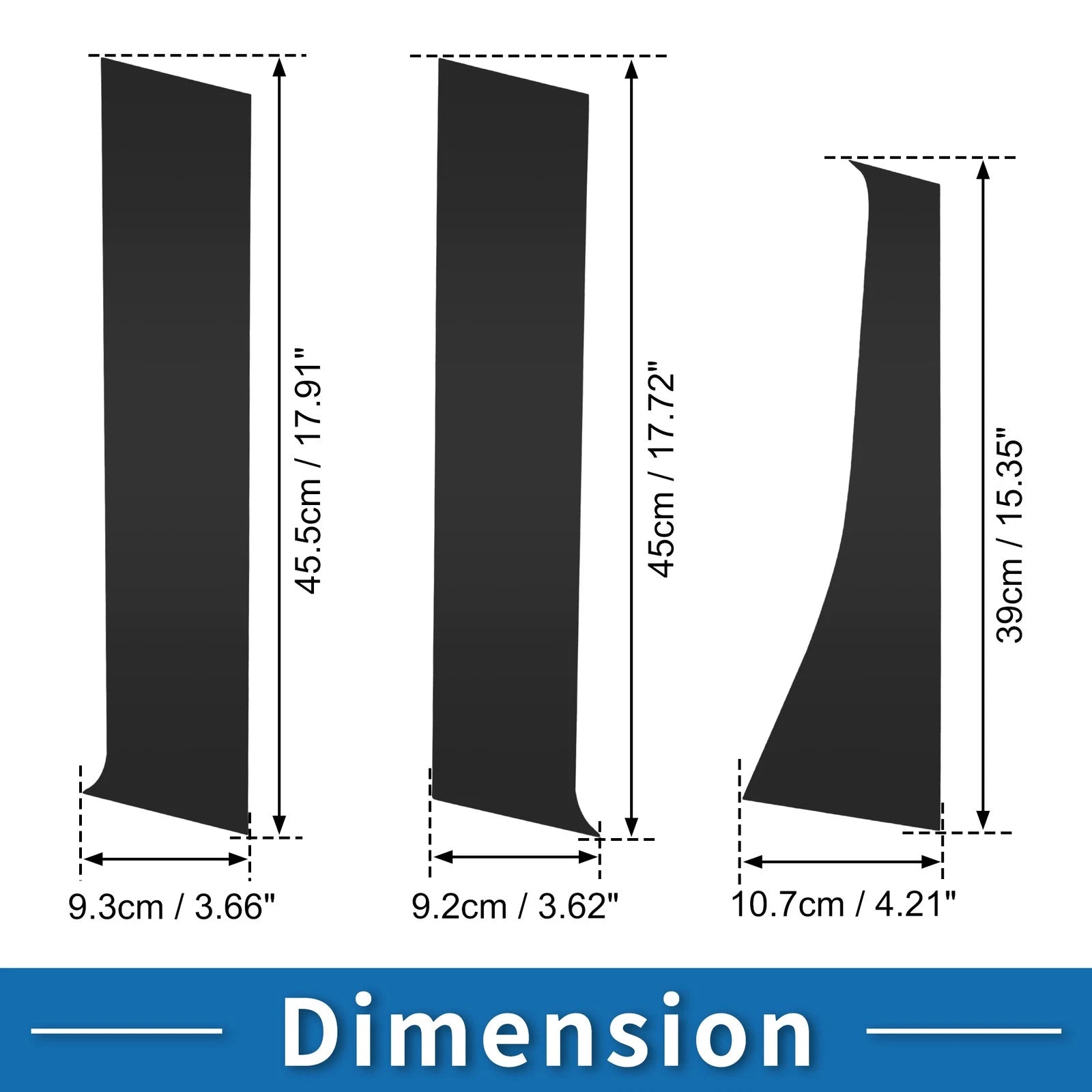Set of 6 Door Pillar Window Trim for Mitsubishi Outlander (2011–2014) Black