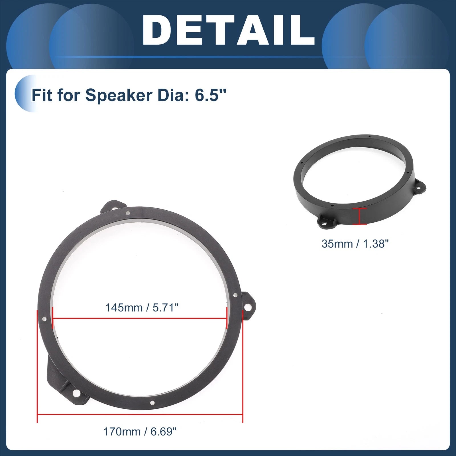 2X Speaker Spacer Ring Tweeter Adaptor for Subaru 6.5"