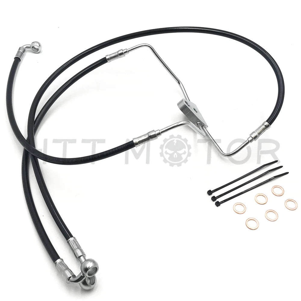 Front +10" Black Vinyl Brake Line Kit for Harley Touring (2008–2013)