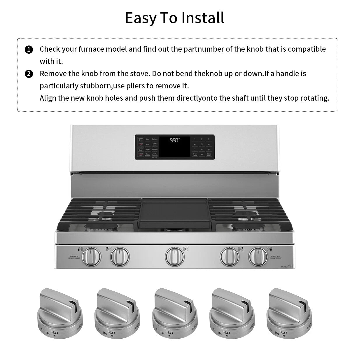 Stainless Steel Control Knob for GE Gas Range Stove