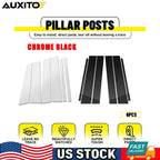 Set of 6 Glossy Black Chrome Pillar Post Trim for Nissan Titan Crew Cab (2004–2015)