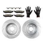 Rear Drilled & Slotted Brake Rotors w/Ceramic Pads for Chrysler Aspen (2007–2009)