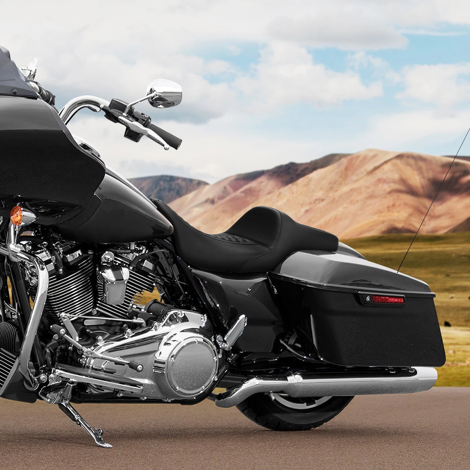 Black Rider Driver Passenger Seat for Harley Electra Road King Glide (2009–2023)