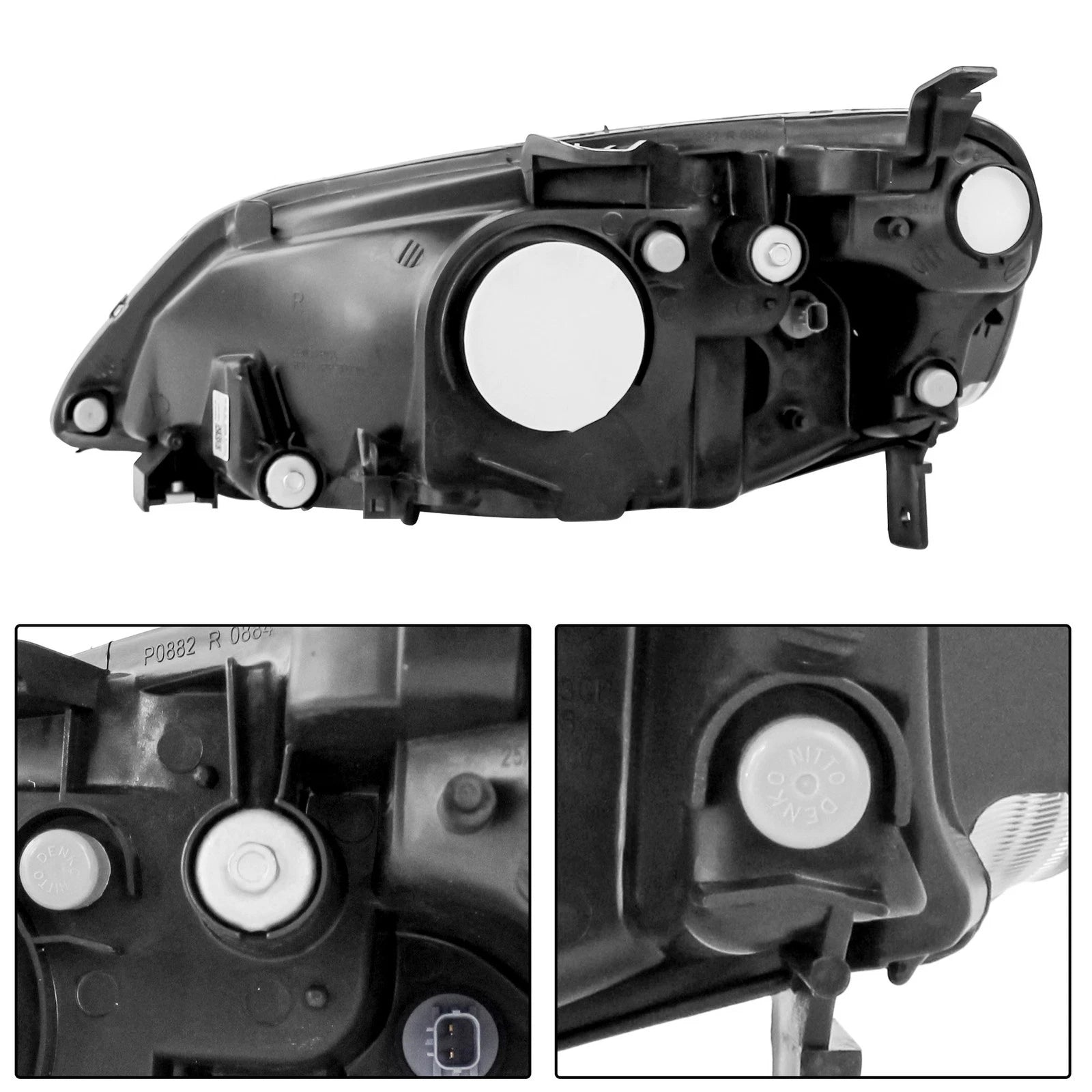 Headlights for Honda Civic 4-Door (2001–2003) Chrome Housing