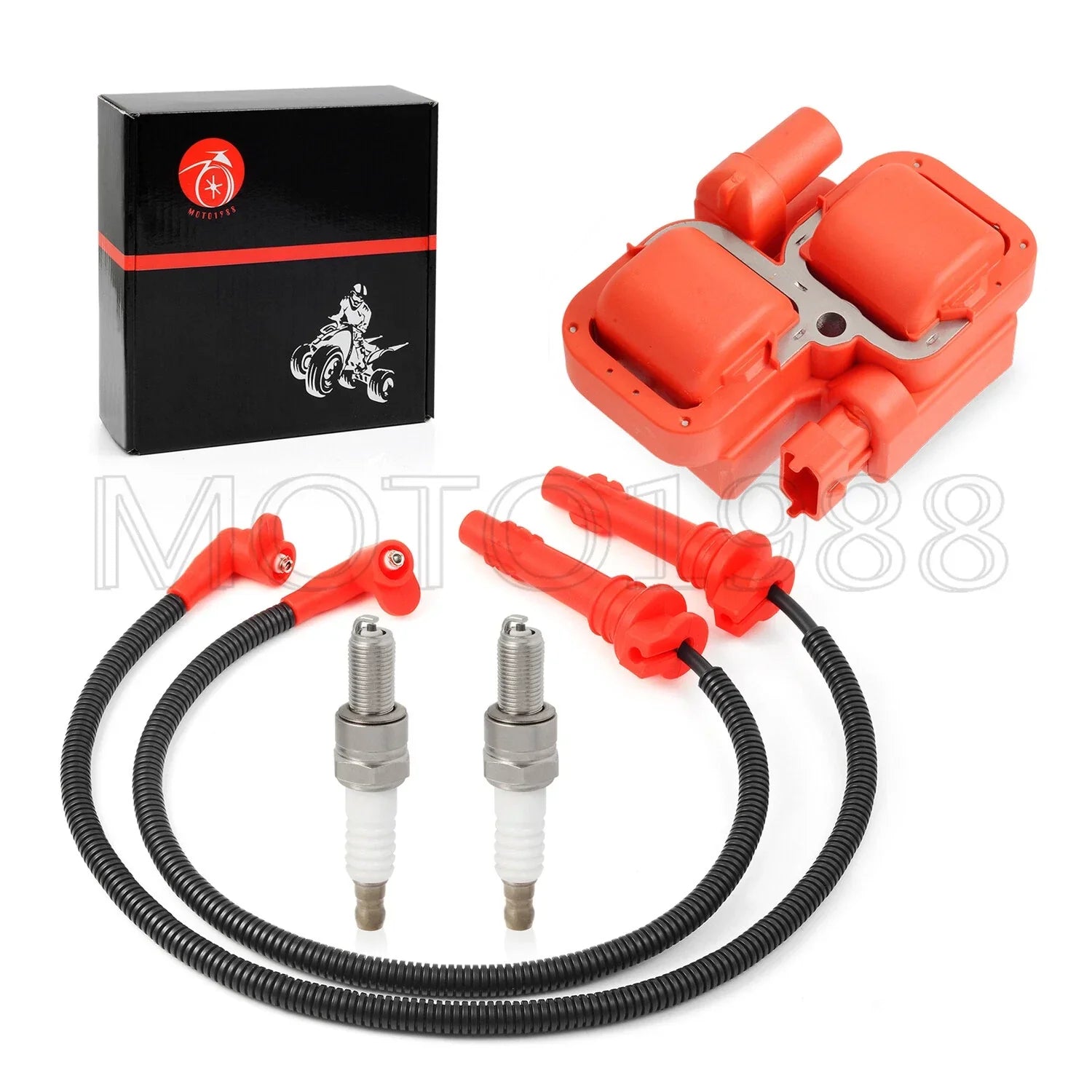 Ignition Coil & Spark Plug w Wire for Polaris Ranger XP900 XP1000 (2009–2014)