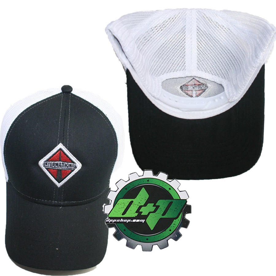 Black and White Mesh Back Hat for International Trucks (Diesel)
