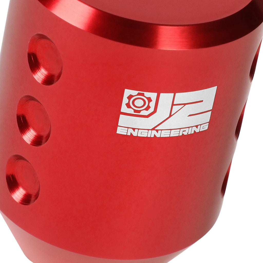Shift Knob for Universal Fit (J2) - Aluminum Cylindrical Red with Adapters