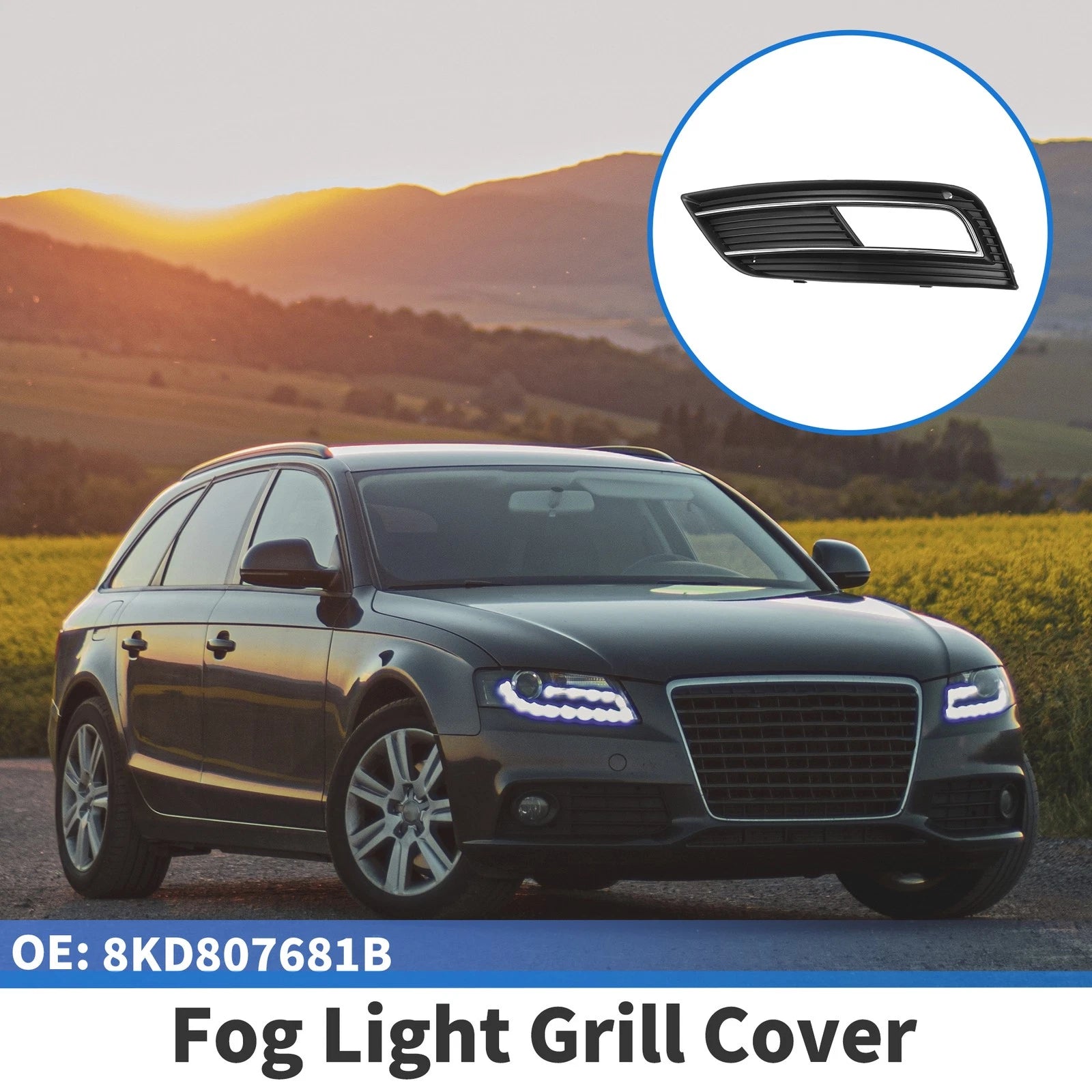 1pc Front Left Fog Light Grill for Audi A4 S4 (2013–2015) No. 8KD807681B ABS