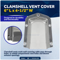 Clamshell Vent Cover for Marine (6" L x 4.5" W) - 316 Stainless Steel