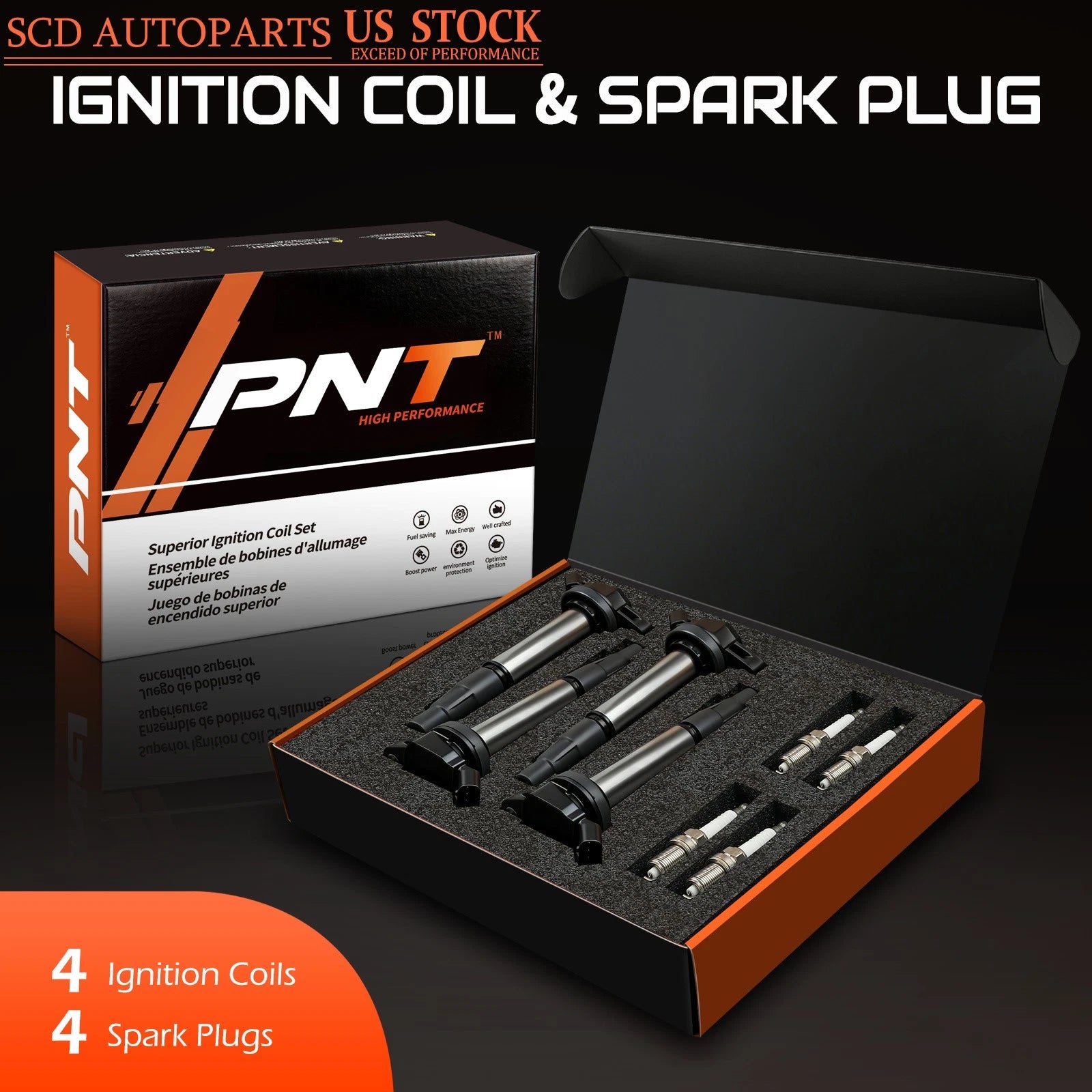 4X Ignition Coil Iridium Spark Plug for Toyota Prius Corolla (2001–2023) UF596