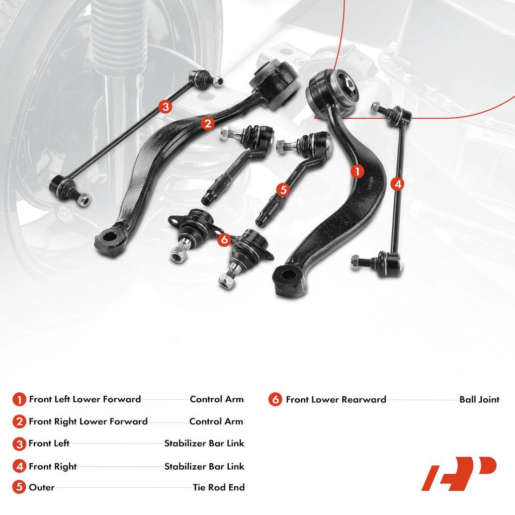 Set of 8 Front Control Arm Sway Bar Link Tie Rod for BMW X5 (2000–2003)