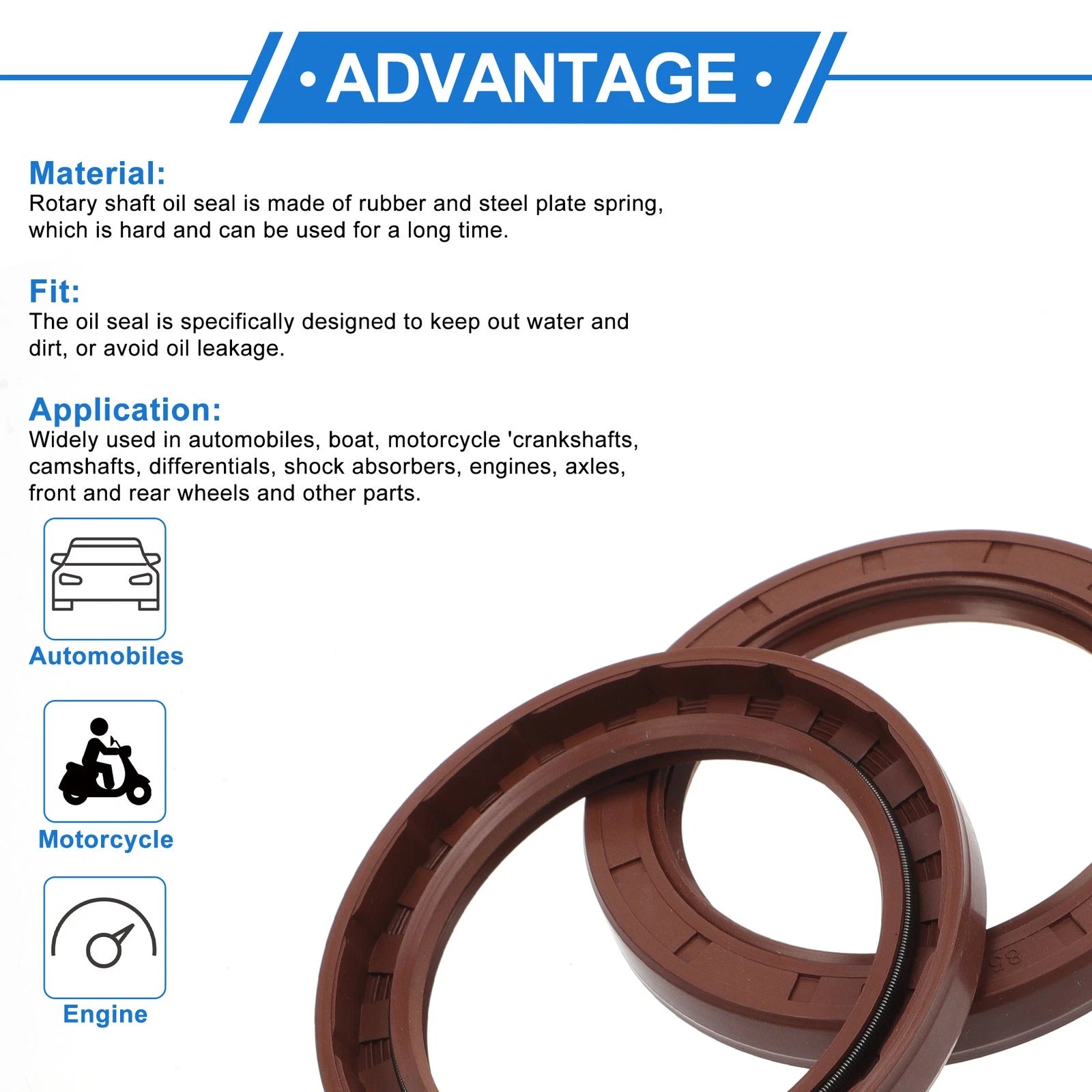 Set of 2 Oil Seal Rotary Shaft Seal FKM Rubber 63x85x10mm