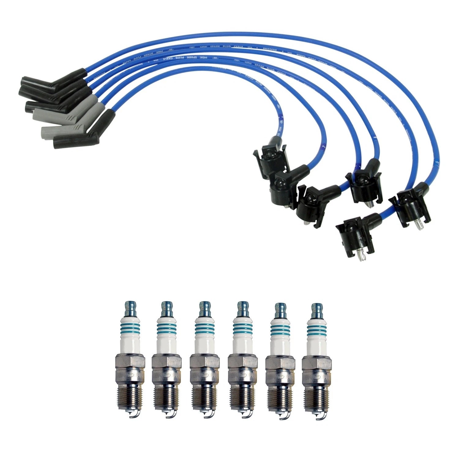 NGK 8mm Wire Set & Denso Iridium Spark Plug Kit for Ford Ranger Mazda B3000 (1998–2006)