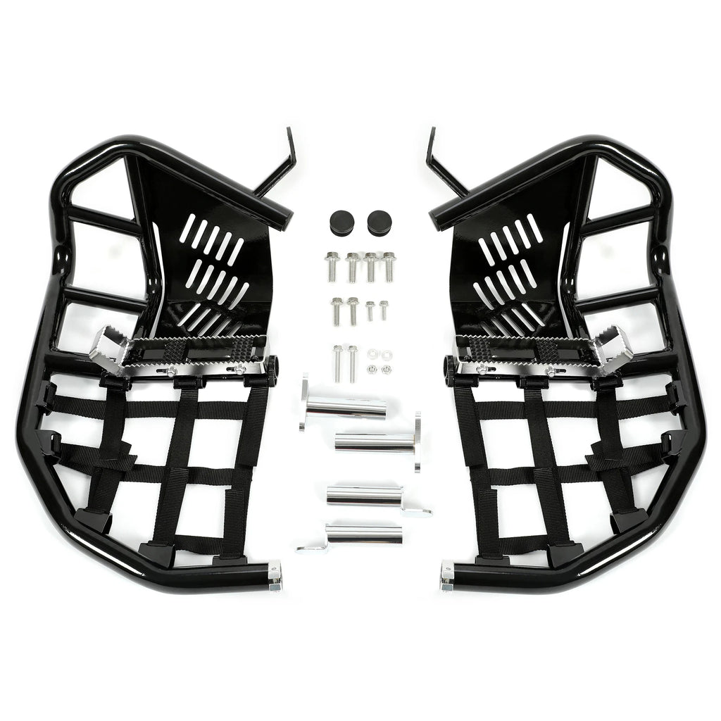 Nerf Bars for Kawasaki KFX 700 (2003–2008) - Steel Side Step Bar, Black Nets