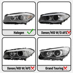 Halogen Headlight Set for BMW 5 Series 528i 535i (2011–2013) Left+Right Pair