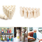 Set of 10 Unpainted Wooden Peg Dolls Figures for Wedding Decor 35mm