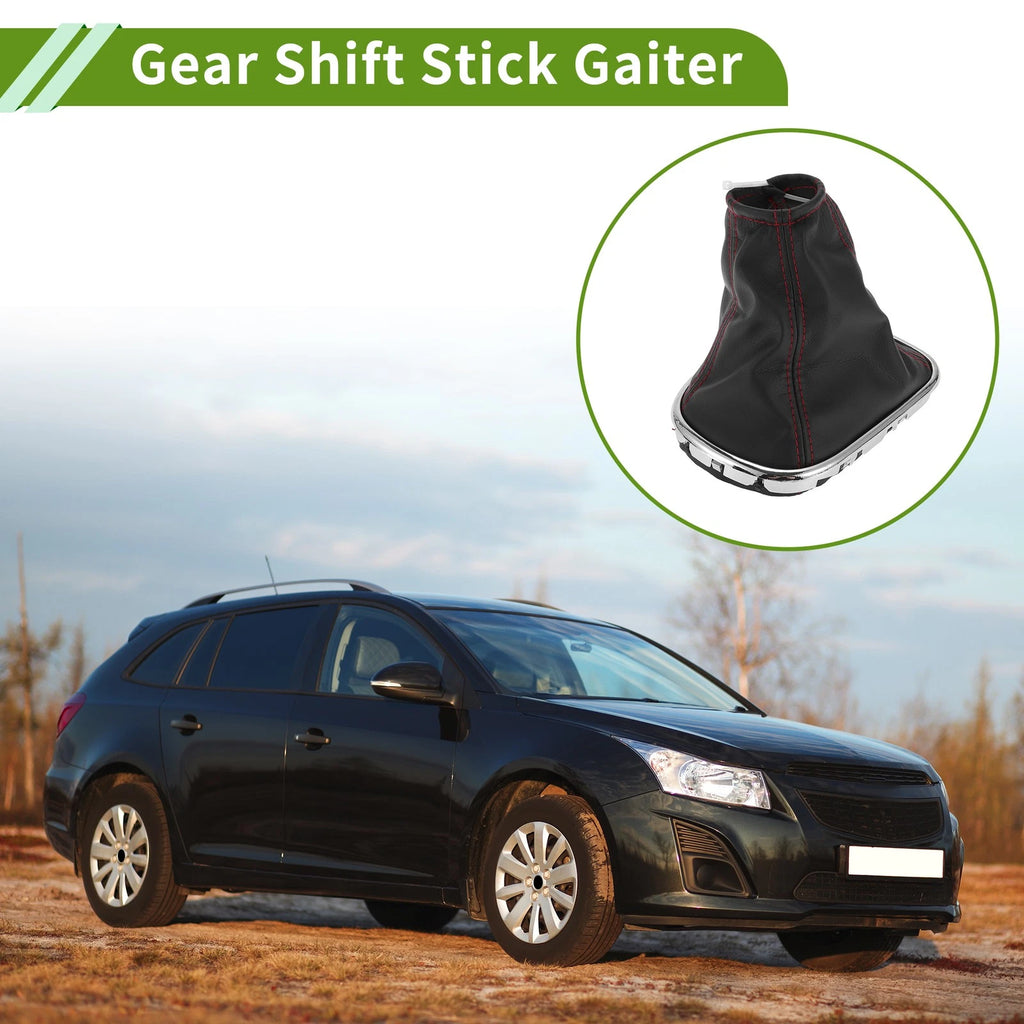 Manual Gear Shift Boot Cover for Chevrolet Cruze (2008–2012) Black Red Stitches