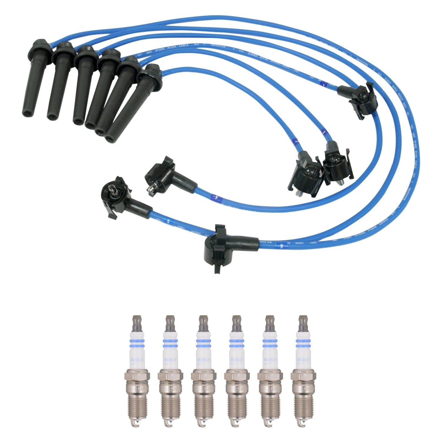 NGK 8mm Wire Set & Bosch Platinum Spark Plug Kit for Ford Contour (1995–2000)