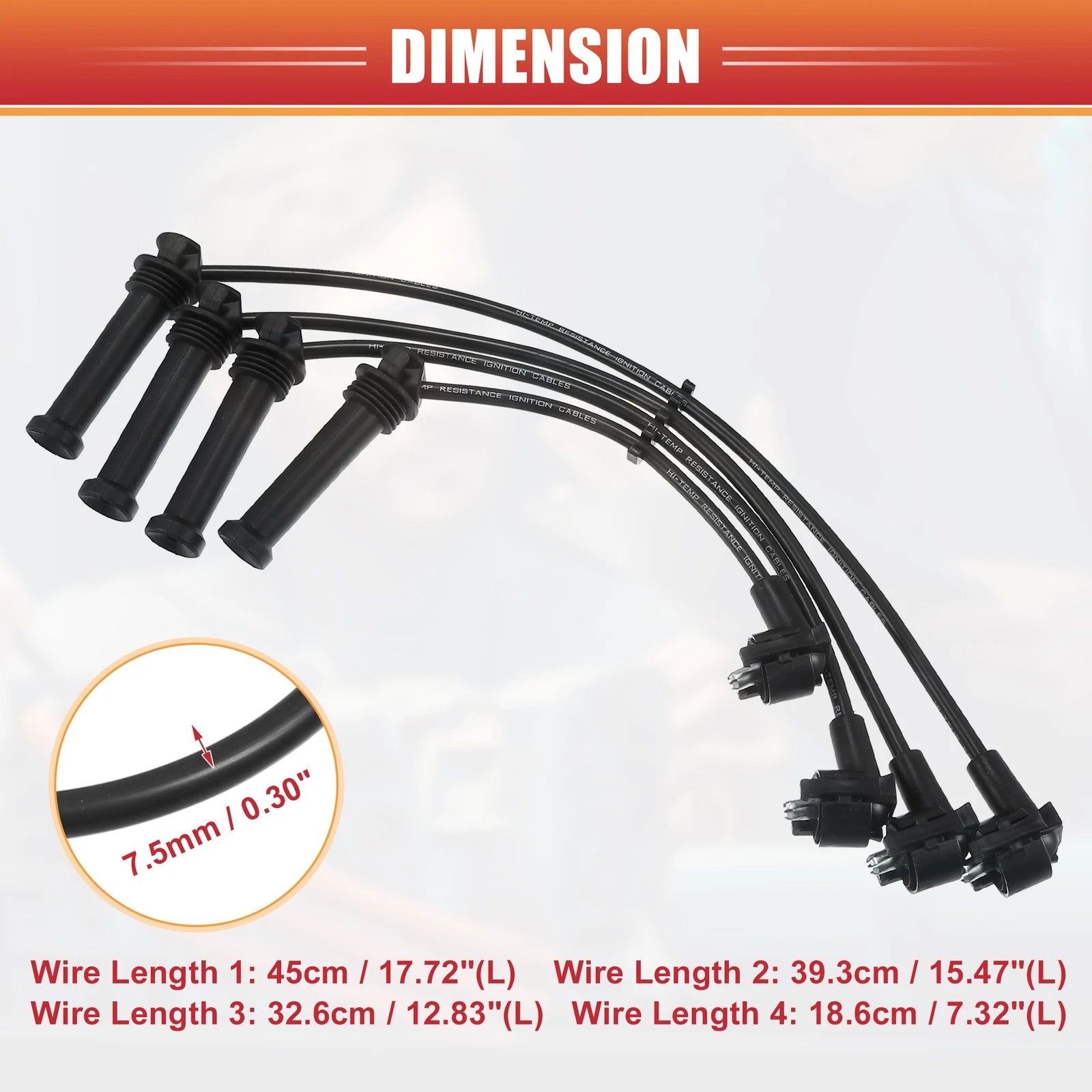 Set of 4 Spark Plug Wire Ignition Coil Cables No.F6RZ12259AD for Ford Contour (1998–2000)