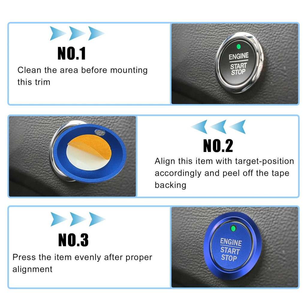 Engine Start Stop Button Cover Kit for Ford F-150 (2016–2021) Blue