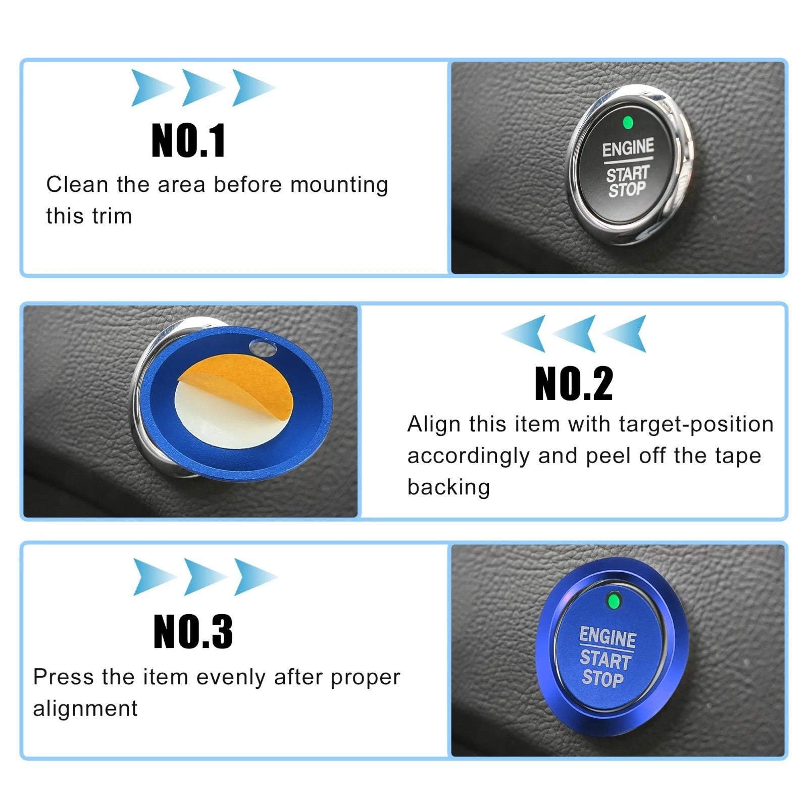 Engine Start Stop Button Cover Kit for Ford F-150 (2016–2021) Blue