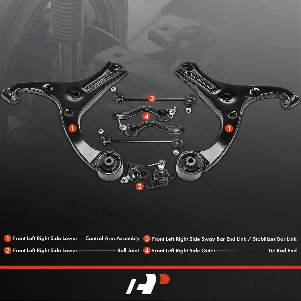 Set of 8 Front Control Arms & Sway Bars for Kia Rio/Rio5 (2006–2011)