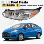 Halogen Headlight for Ford Fiesta (2014–2018) Left Driver Side W/ Bulb