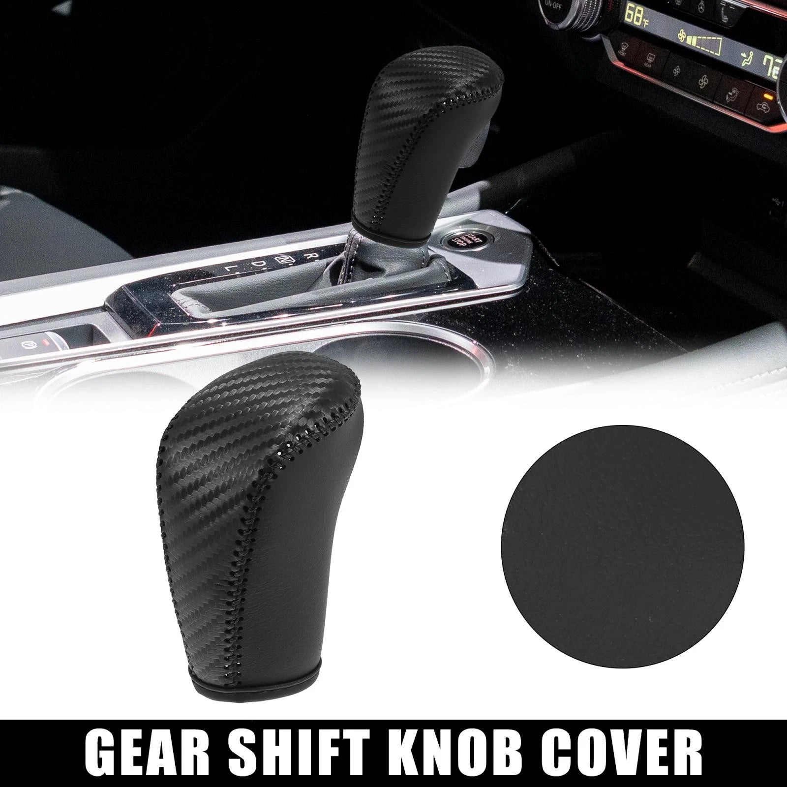 Faux Leather Carbon Fiber Gear Shift Knob Cover for Nissan Black Line 