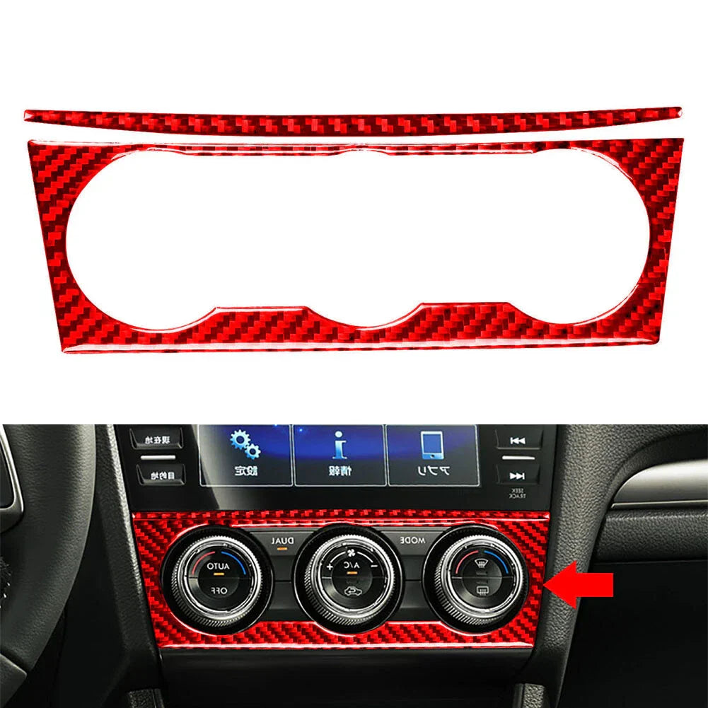 Red Carbon Fiber Air Conditioner Switch Knob Cover for Subaru WRX (2015-2021)