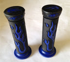 7/8" Blue Flame Gel Black Hand Grips for Yamaha FZR YZF 600