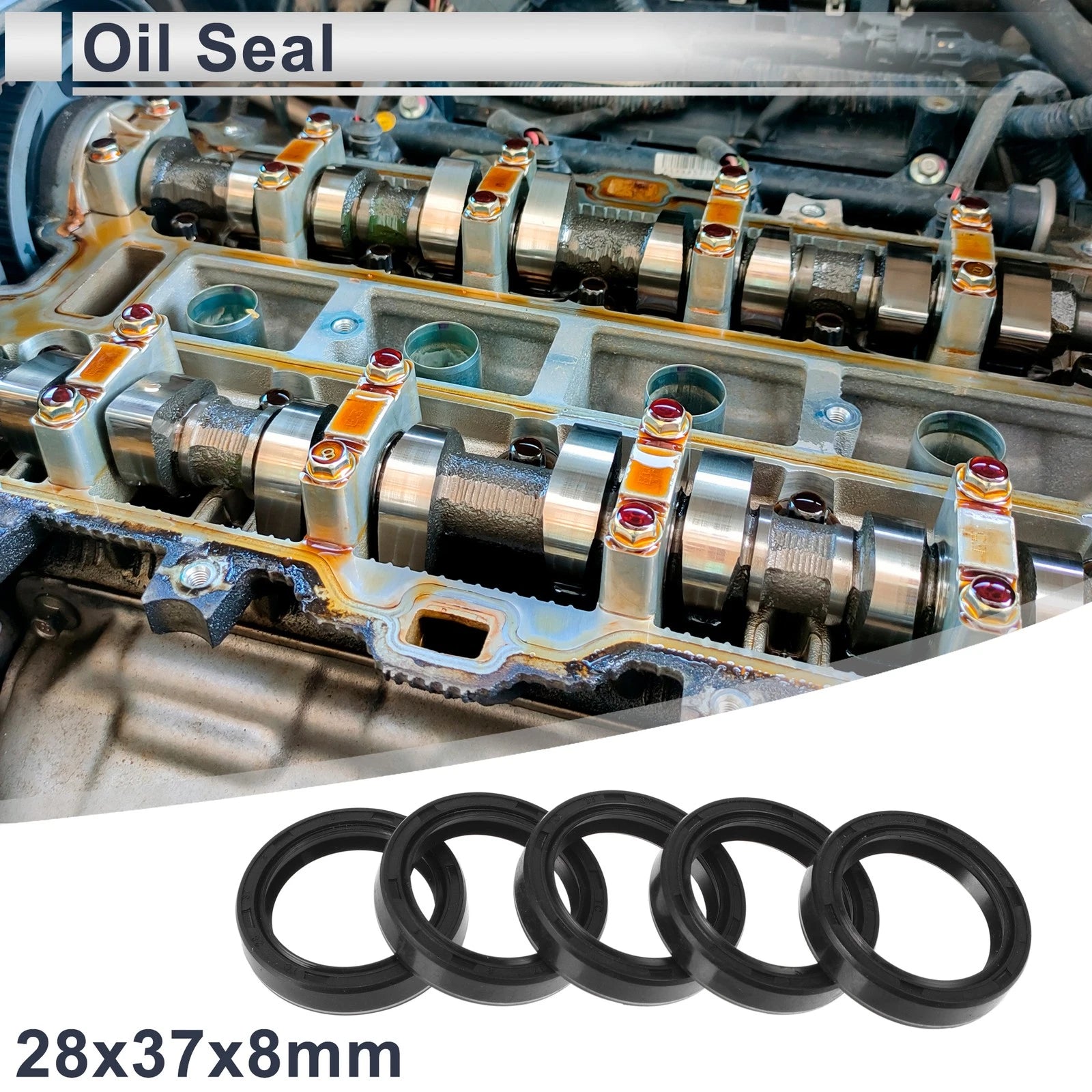 Set of 5 Oil Seal Rotary Shaft Seal TC Ring Nitrile Rubber 28x37x8mm