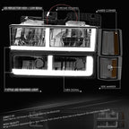 F-LED DRL Headlight + Signal + Amber Corner Lamp for GMC C/K 1500-3500 (1994–2000)