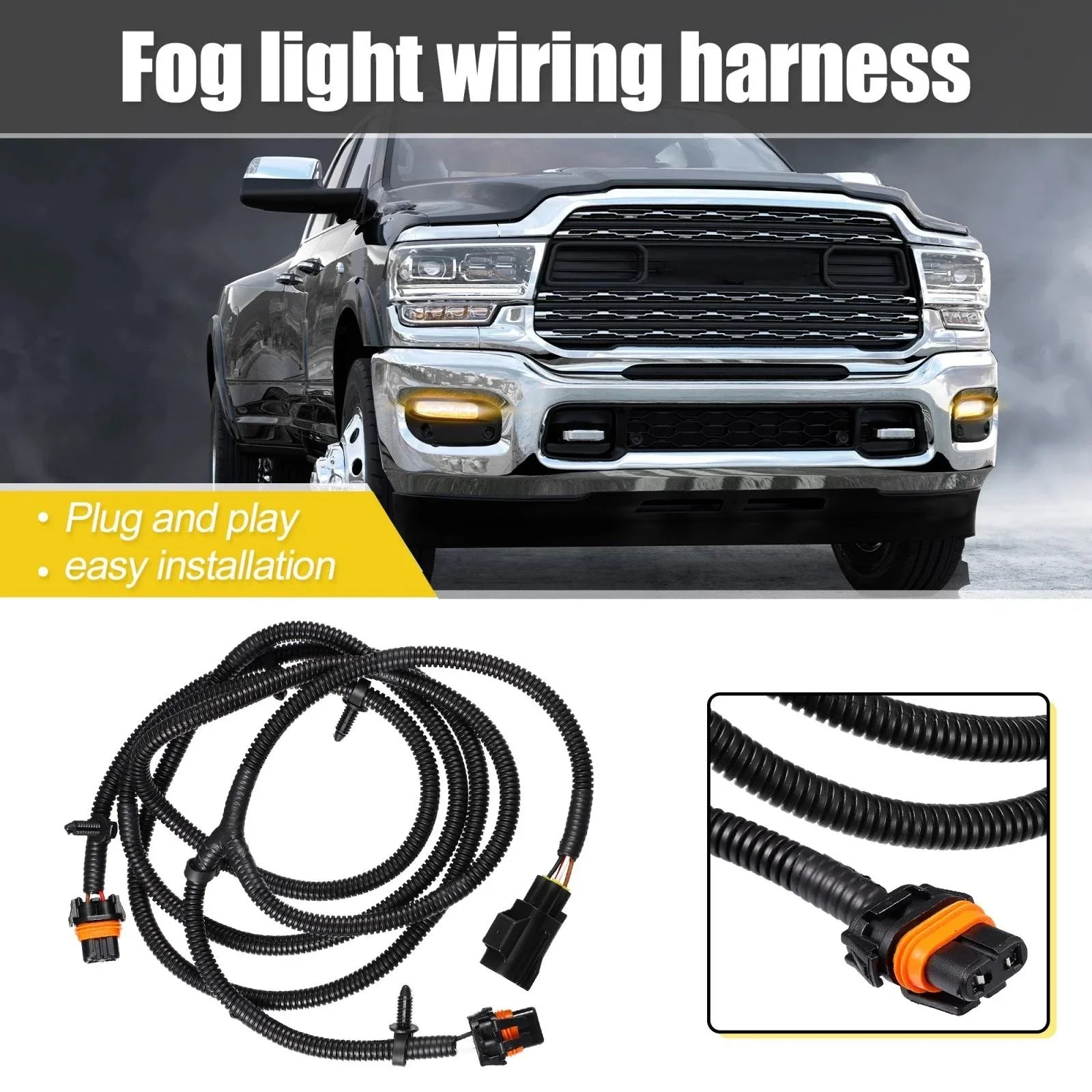 Fog Light Jumper Wiring Harness for Dodge Ram 2500 3500 4500 5500 (2010-2018)