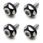 Set of 4 Black Aluminum Alloy License Plate Bolt Screws for Car Motorcycle