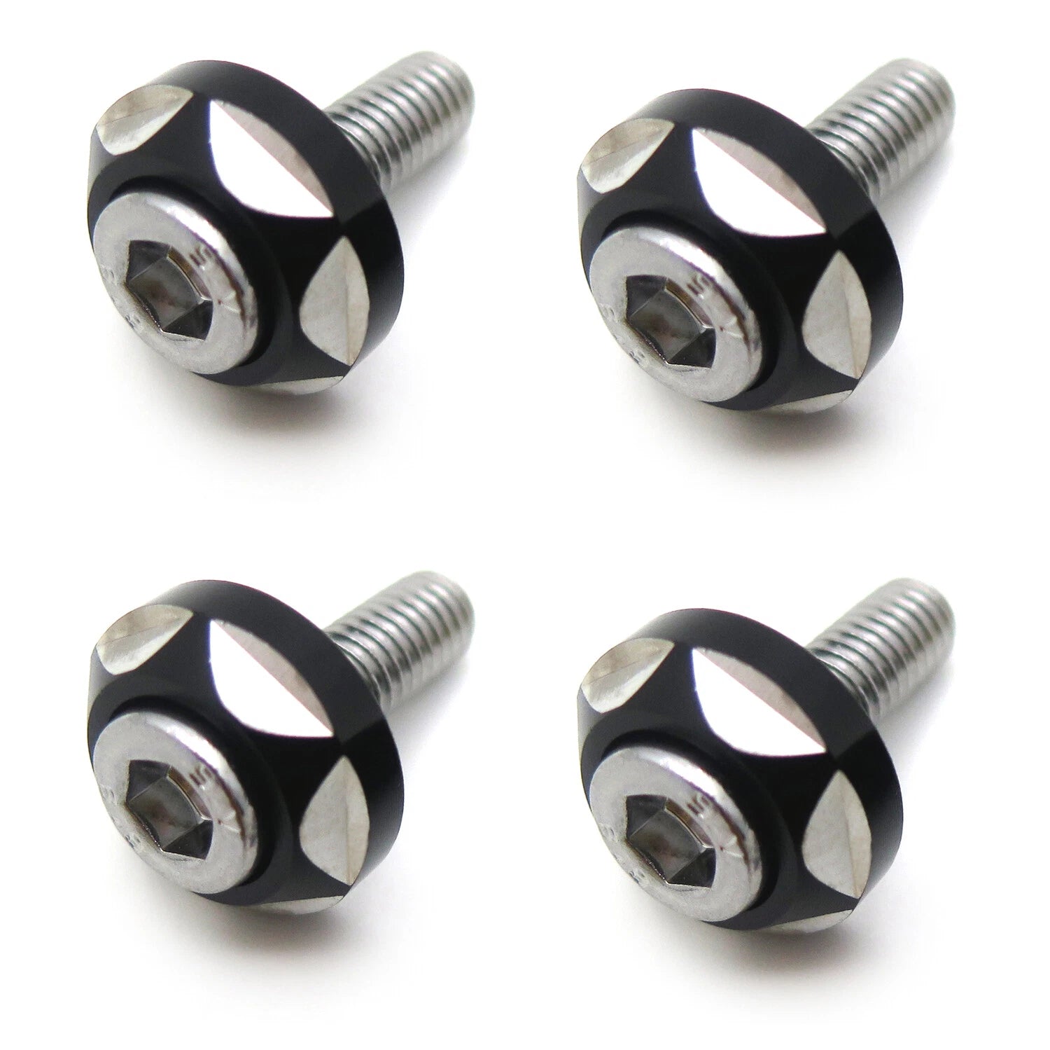 Set of 4 Black Aluminum Alloy License Plate Bolt Screws for Car Motorcycle