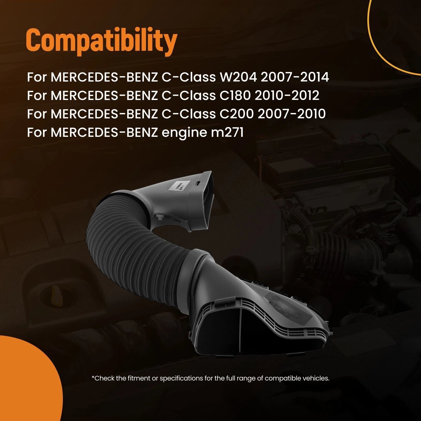 Air Duct Hose Tube Boot for Mercedes-Benz C180 (2010–2012) A2710900582