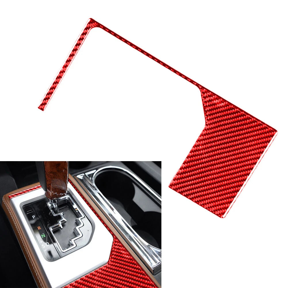Carbon Fiber Red Gear Shift Panel Trim for Toyota Tundra (2014–2021)