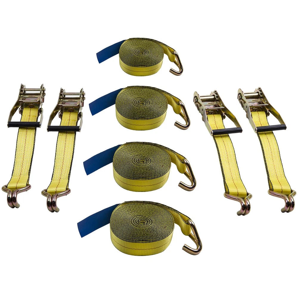 Set of 4 Heavy Duty Tie Down Straps 2" x 27' 10000 LBS DJ-Hook