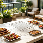 Magnetic Design Barbecue Tool Set of 4 Stainless Steel Fine Mesh Grilling