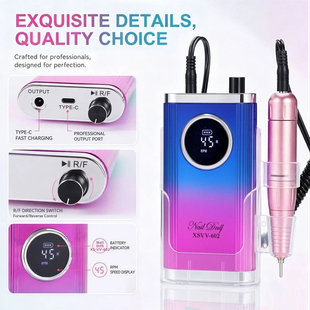 Nail Drill for Professional Use (45000 RPM, 4000mAh Battery)