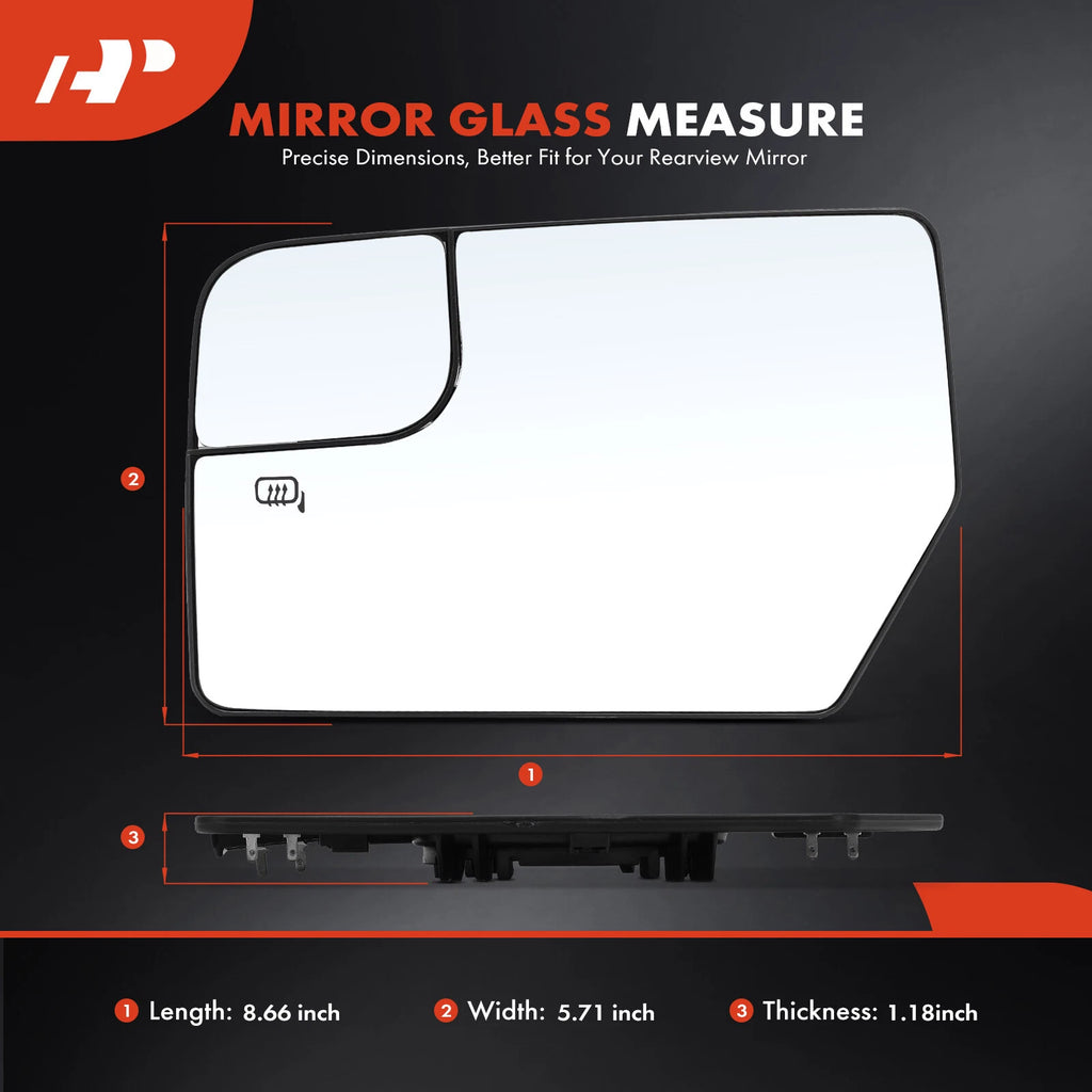 Driver Power Mirror Glass with Spotter & Heated for Ford Expedition