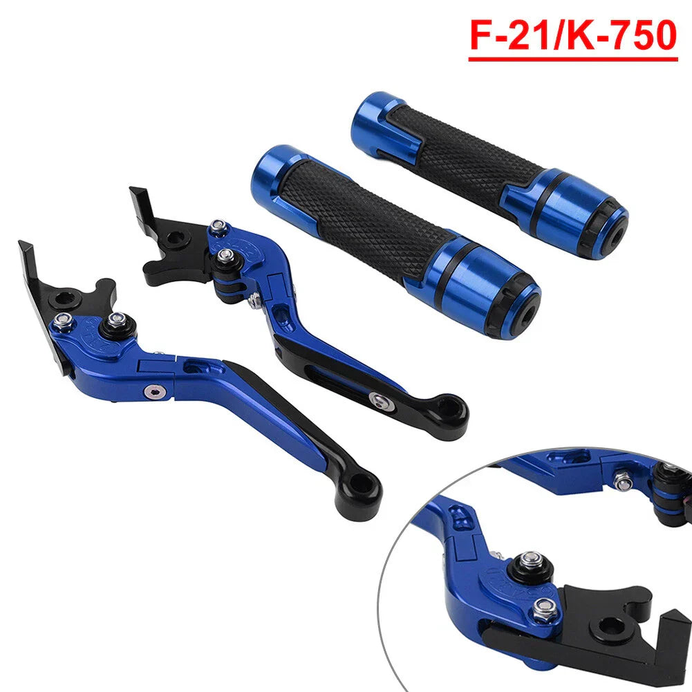 Blue Extendable Brake Clutch Levers Grip Set for Kawasaki Z650 Z900 (2017-2023)