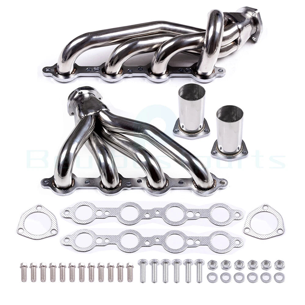 Pair Slotted 4-1 Shorty Exhaust Manifold Header + Collectors for Sonoma S15 S10