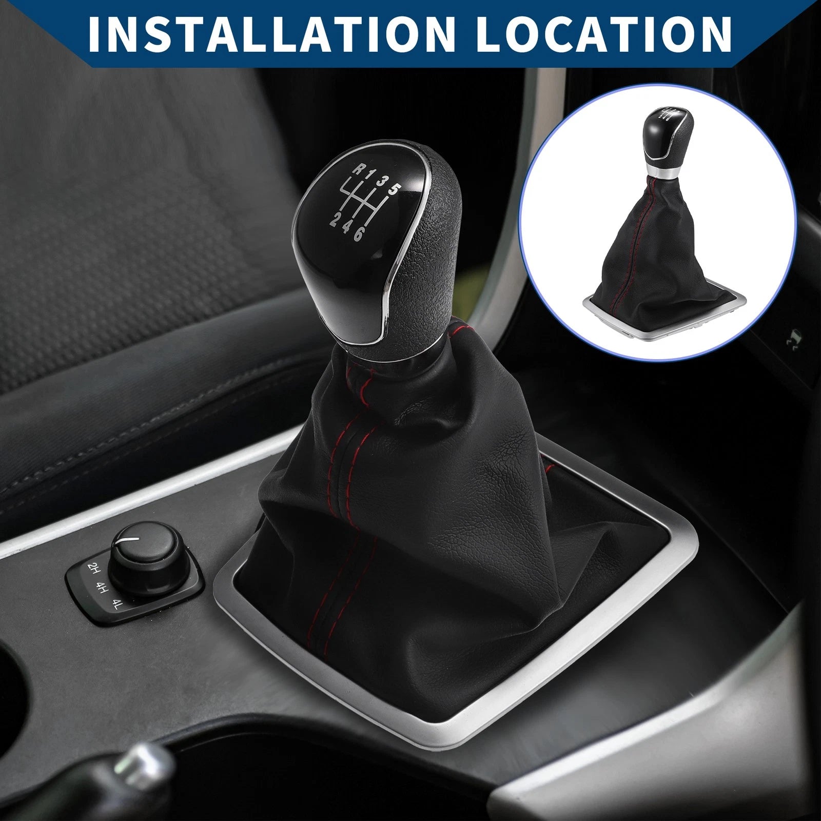 6 Speed Gear Shift Knob with Dust Cover for Ford Focus (2005–2008)
