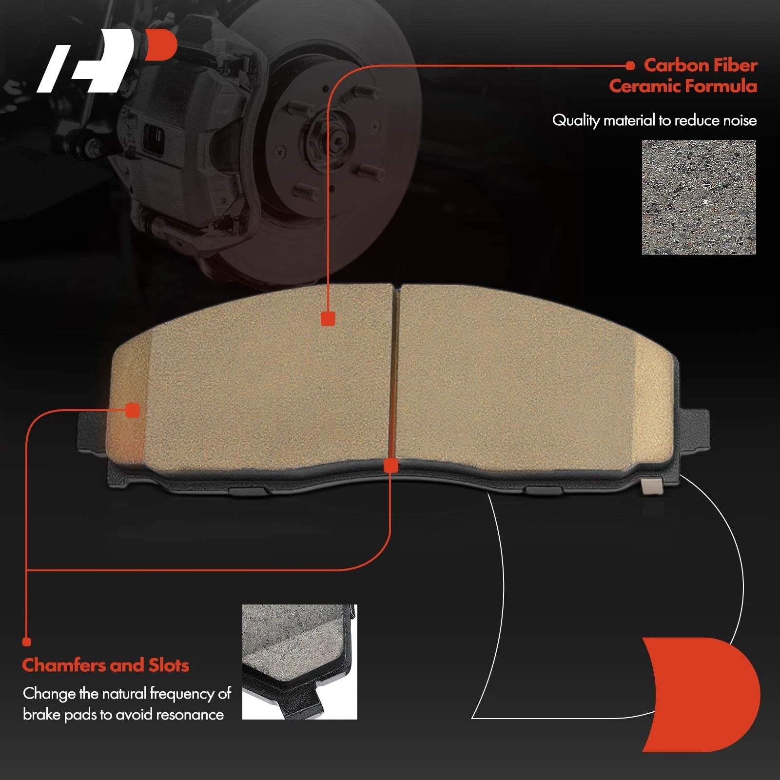Set of 4 Front Ceramic Brake Pads for Jeep JL Wrangler (2018–2023)