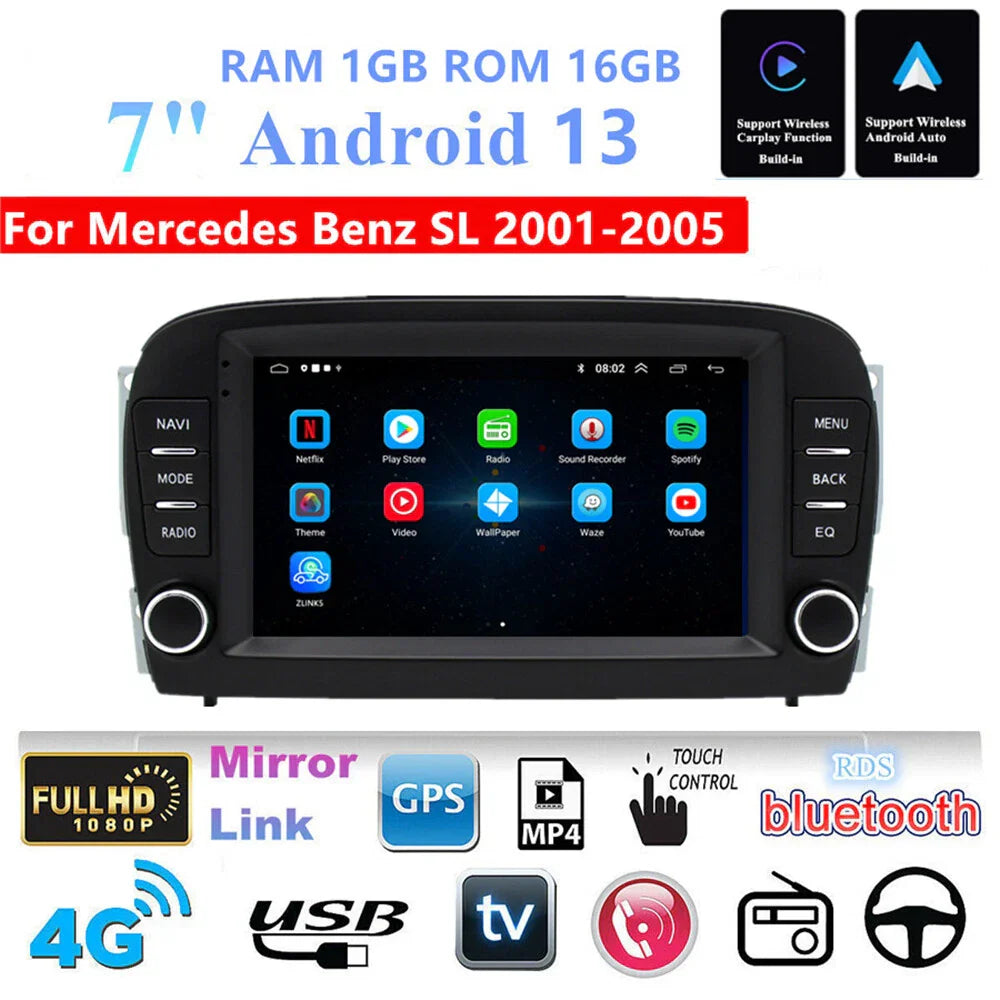 7'' Carplay Stereo for Mercedes SL-Class (R230) (2001–2005)